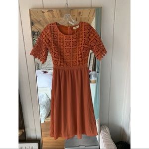 NWT Roolee Orange Midi Dress (new with tag)